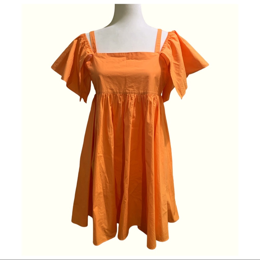STORETS Dress Stunning Of-On-The Shoulder Orange Dress Shoulders Cutout One Size